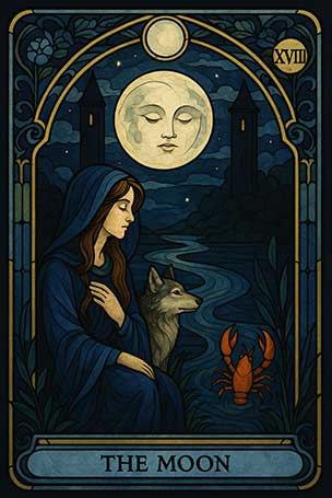 Free Daily Tarot reading online – The Moon (XVIII)