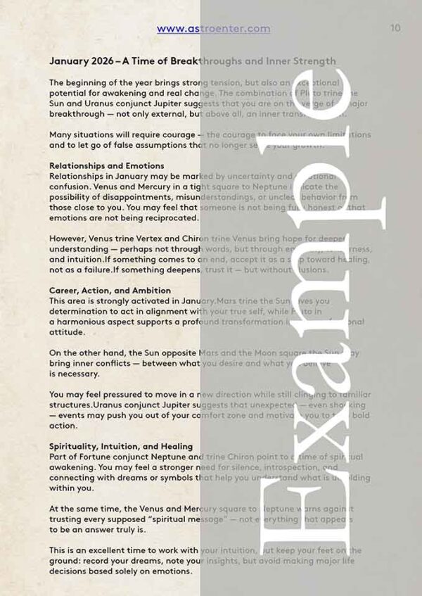 Astrological Horoscope for the Year Personalized Transit Analysis Example